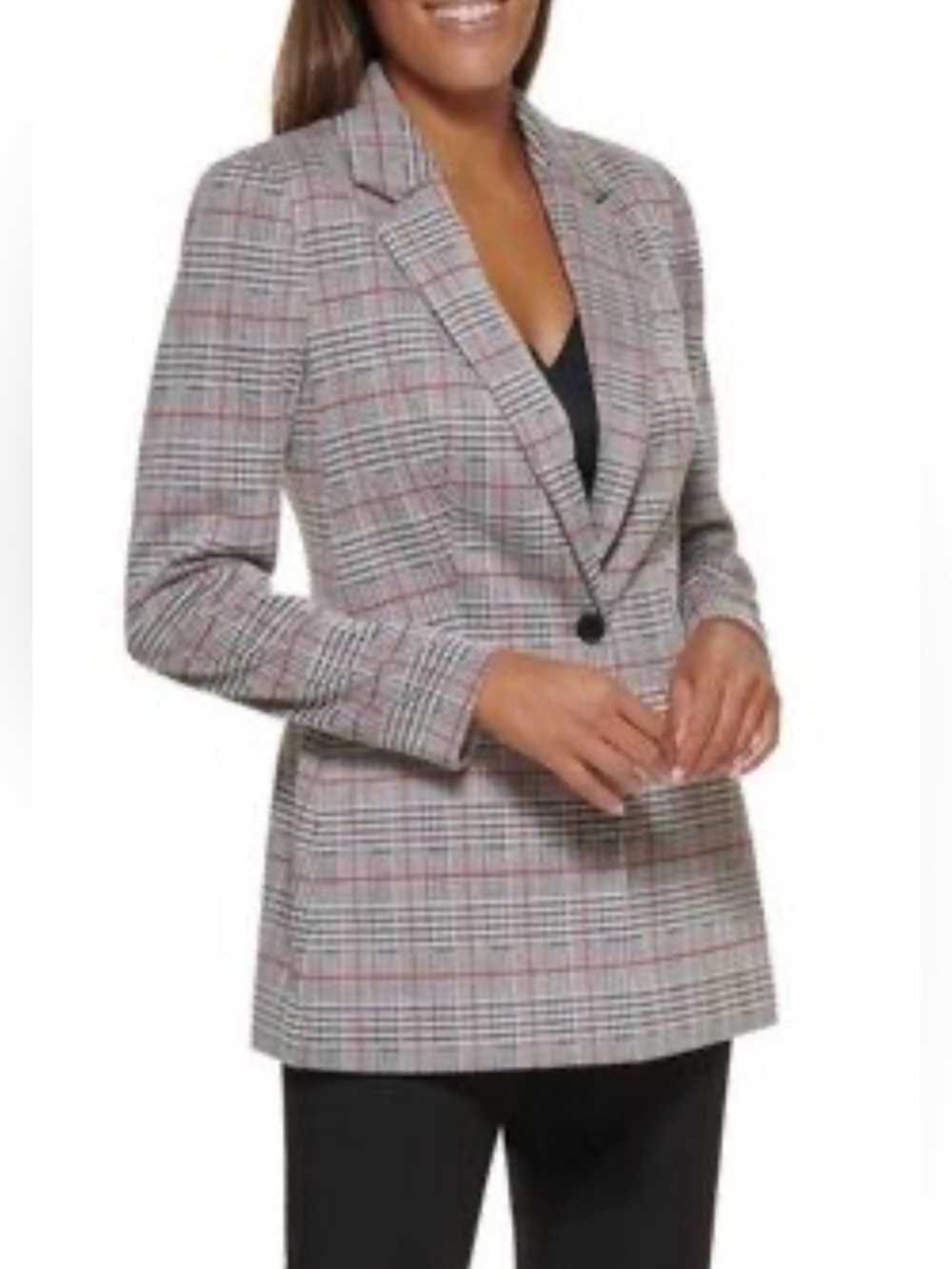 CALVIN KLEIN PLAID Houndstooth CAREER Office Wear JACKET BLAZER L
